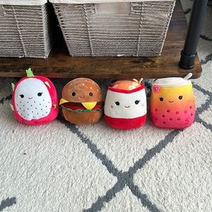 Squishmallows - dragonfruit, cheeseburger, ramen, boba tea